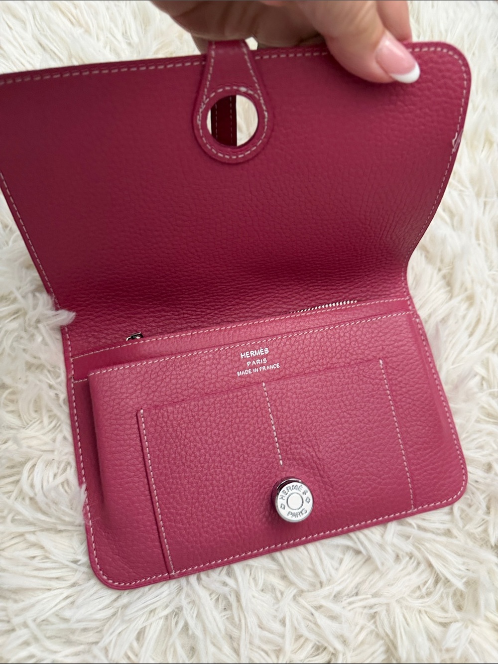 Pink Leather Clutch Wristlet